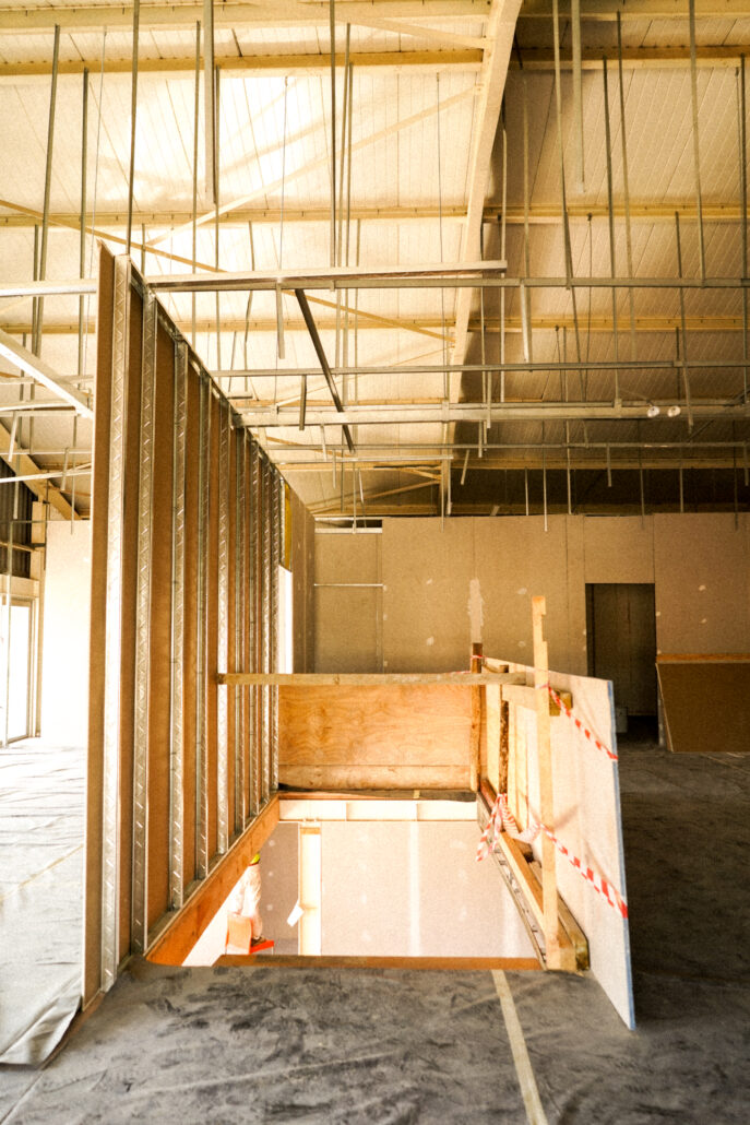 Office renovation in progress with interior upgrades and workspace refurbishment during commercial building renovation.